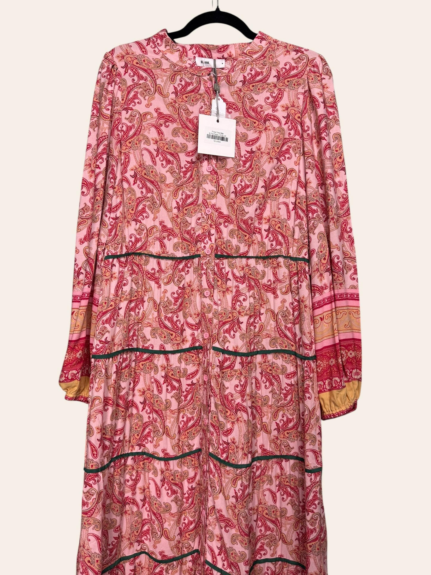 Blank Printed Tiered Maxi Pink Paisley Dress