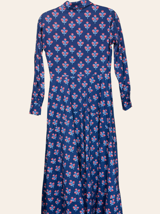 Capsule blue and red floral collar dress