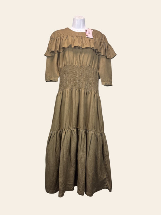 Udel NY Olive Linen Midi Dress
