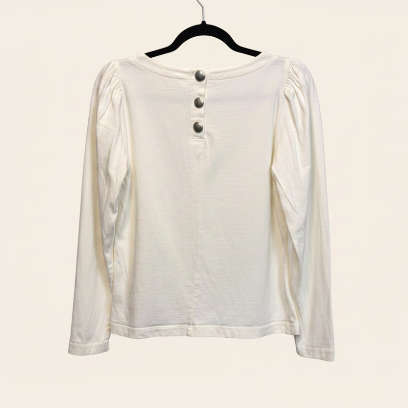 J Crew Puff Sleeve Button- Back Top