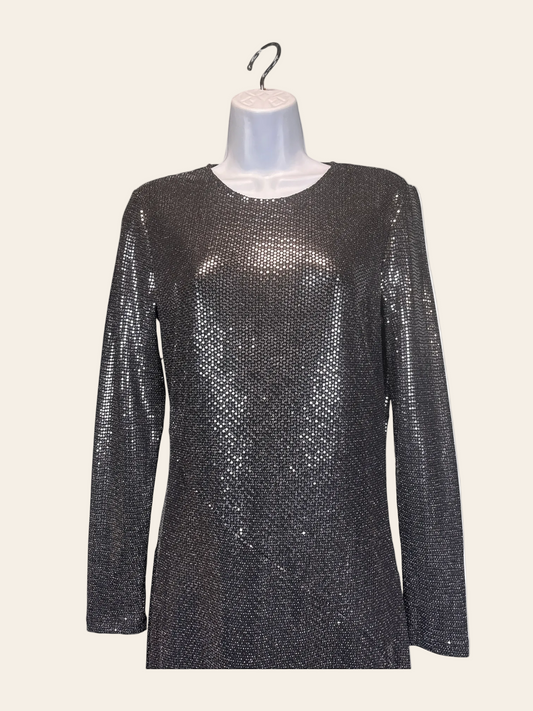 Bardot Silver Sequin Gown