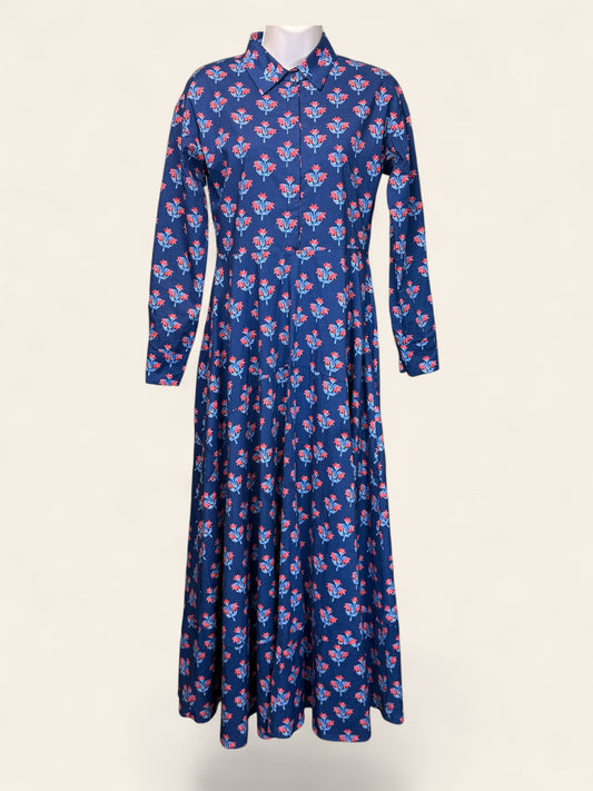 Capsule blue and red floral collar dress