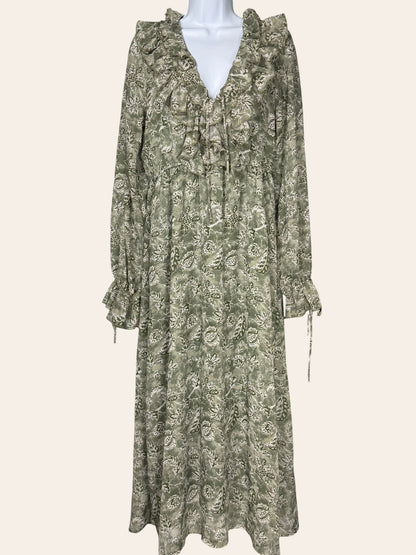 Green  V Neck Dress