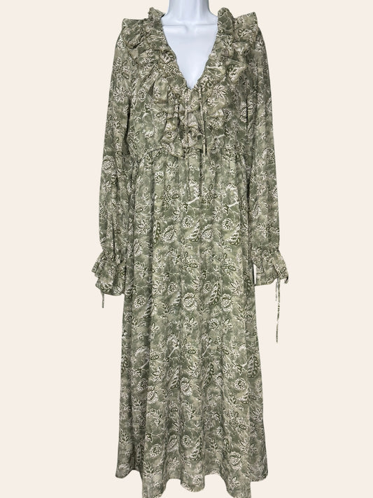 Green  V Neck Dress