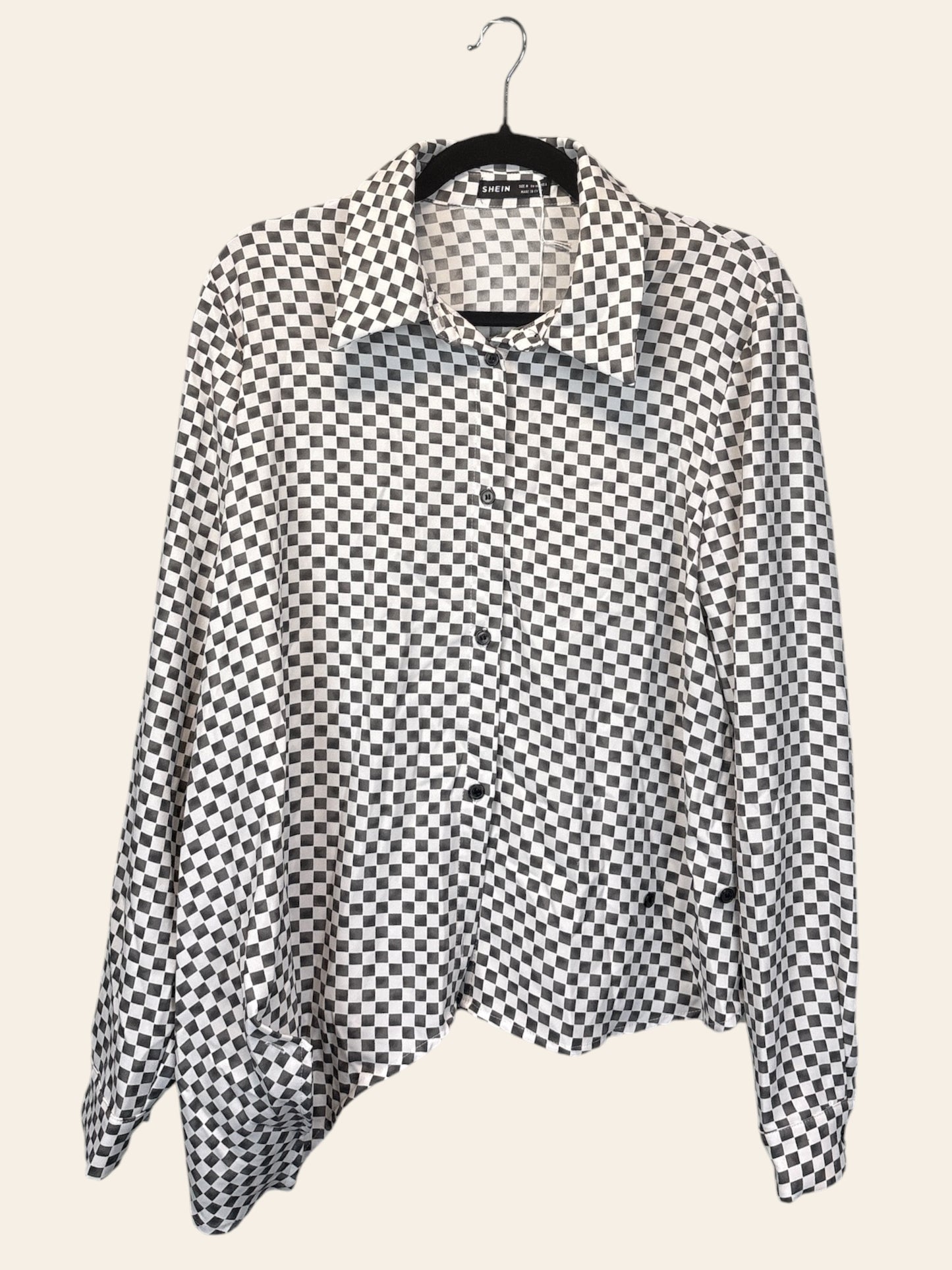 SHEIN Checkered Button Down Blouse