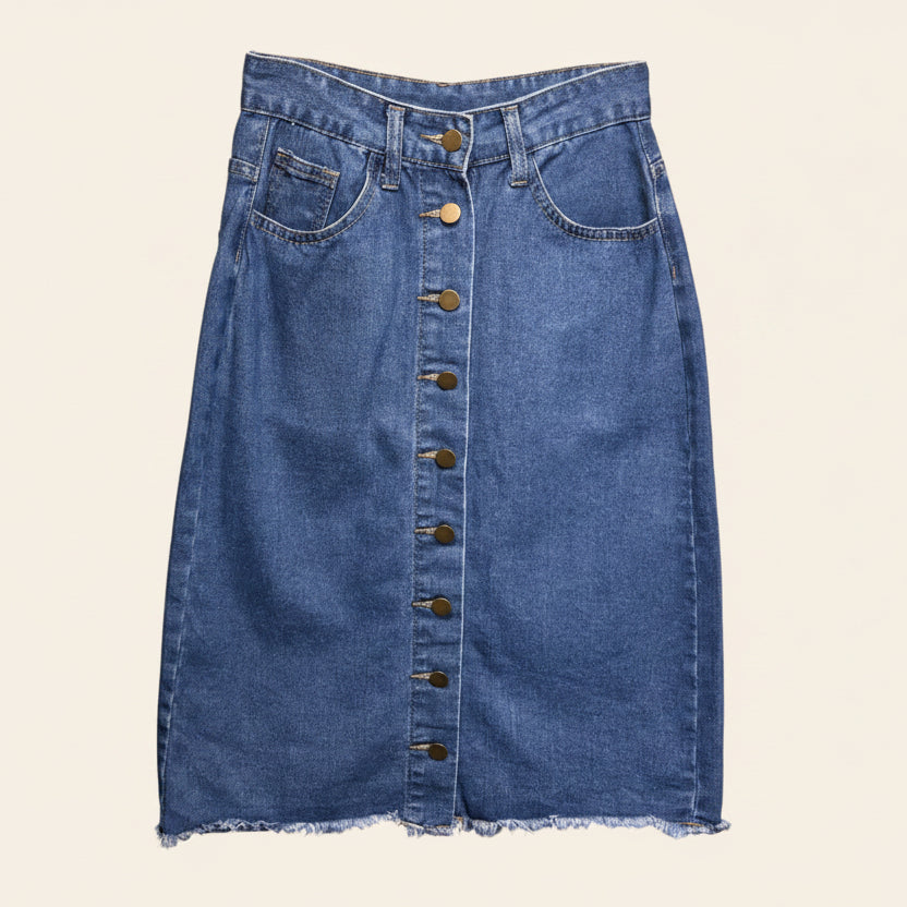 button Down Denim Skirt