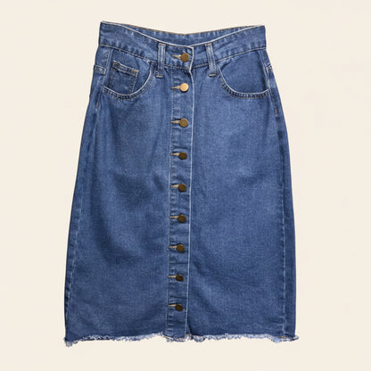 button Down Denim Skirt