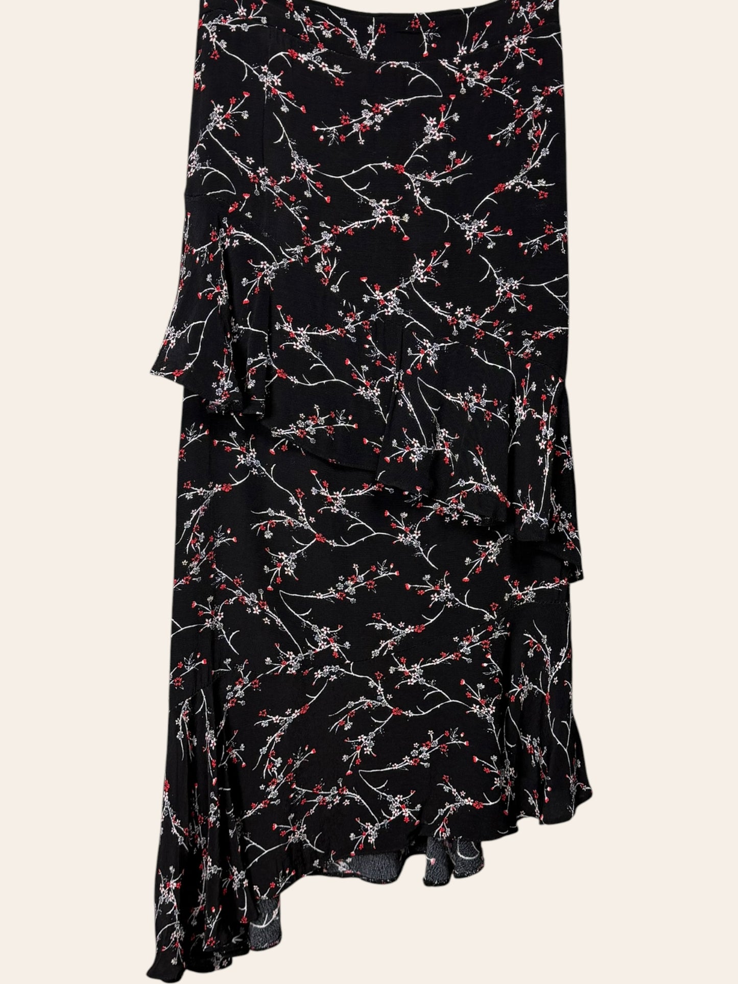Pins and Needles Red Floral Irregular Length Skirt