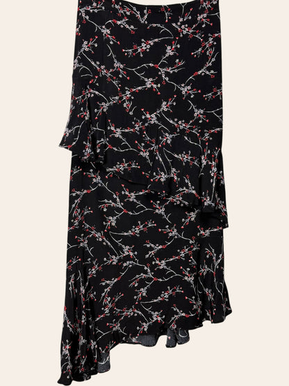 Pins and Needles Red Floral Irregular Length Skirt