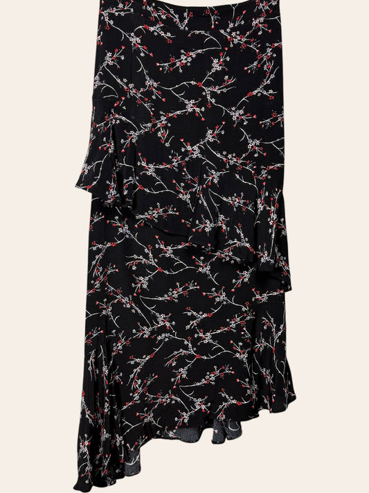 Pins and Needles Red Floral Irregular Length Skirt