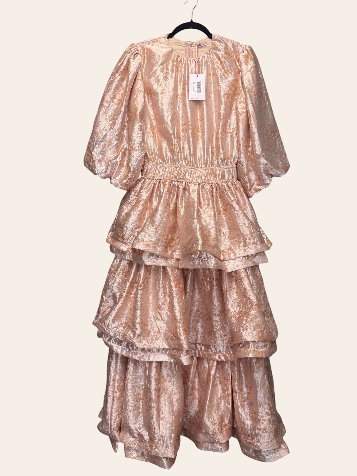 Udel Pink Puff Sleeve Layered Dress