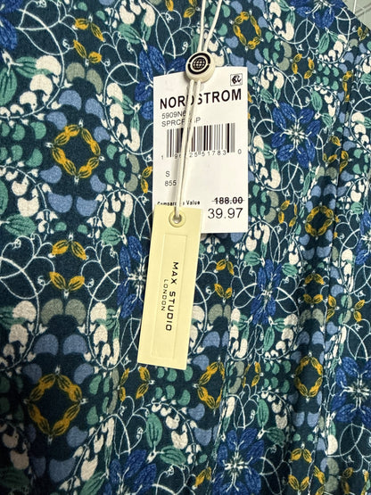 Maxi Studio V neck blue green floral dress