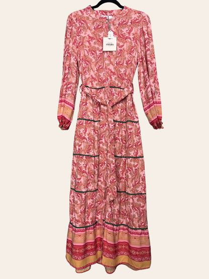 Blank Printed Tiered Maxi Pink Paisley Dress