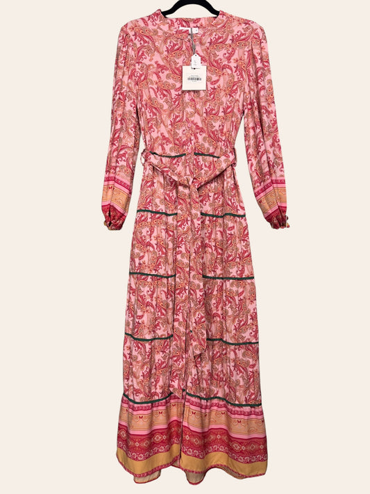 Blank Printed Tiered Maxi Pink Paisley Dress