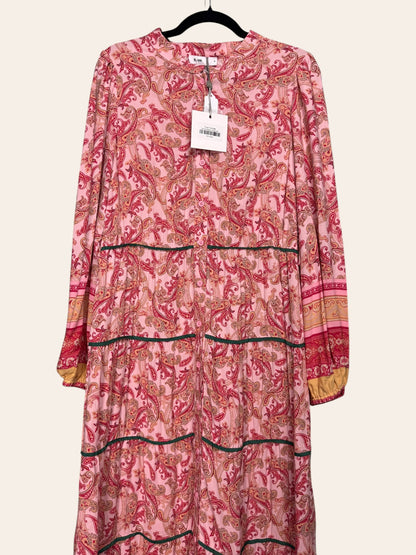 Blank Printed Tiered Maxi Pink Paisley Dress