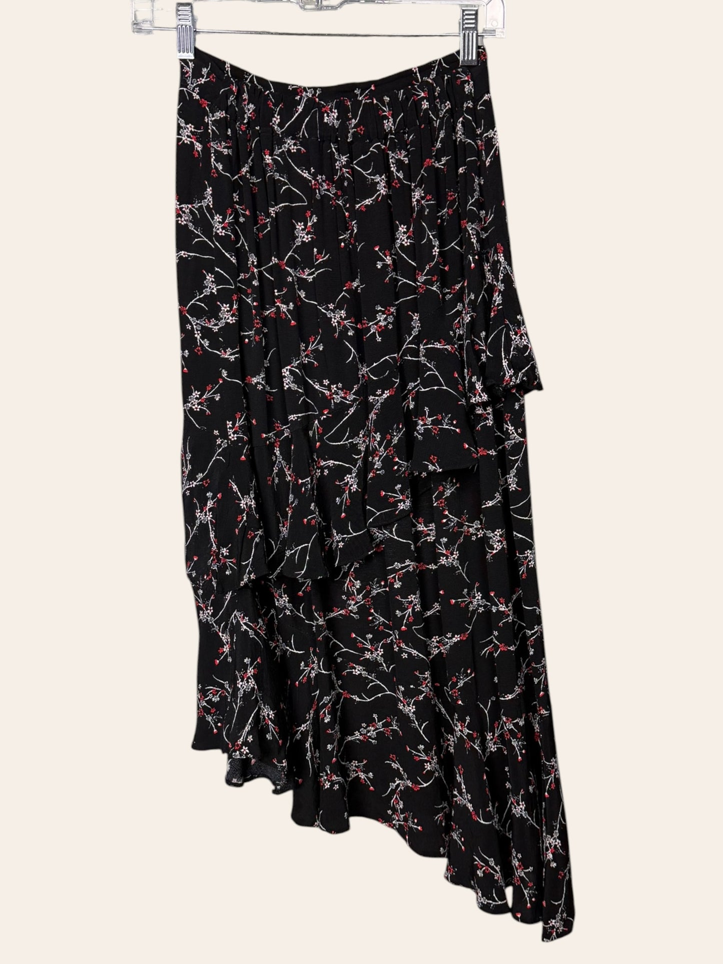 Pins and Needles Red Floral Irregular Length Skirt