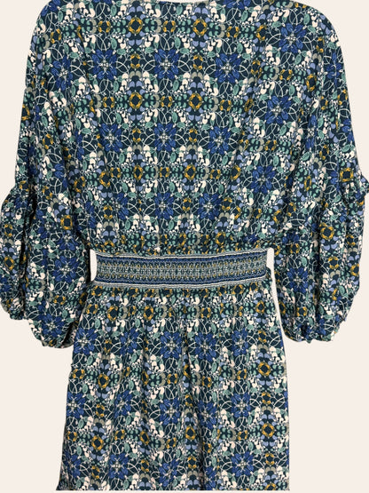 Maxi Studio V neck blue green floral dress