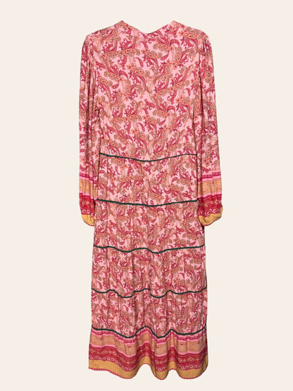 Blank Printed Tiered Maxi Pink Paisley Dress