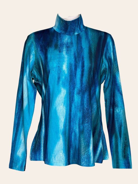 Hailey Printed Modal Blue Ombre Turtleneck