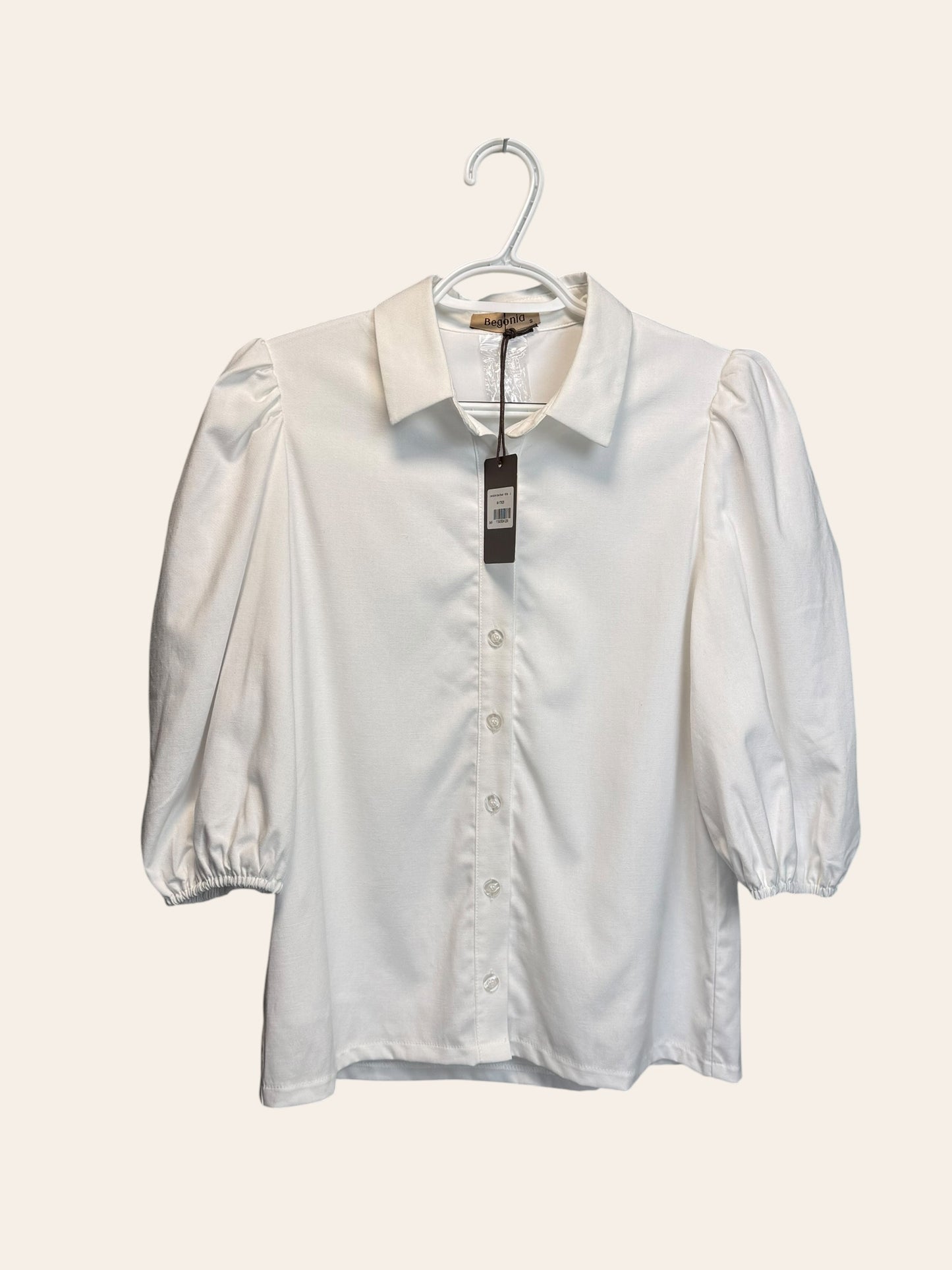 Begonia Linen Button Down White Blouse
