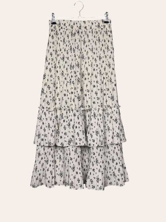 Layered pleated black and white floral skirt