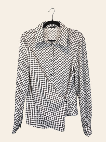 SHEIN Checkered Button Down Blouse