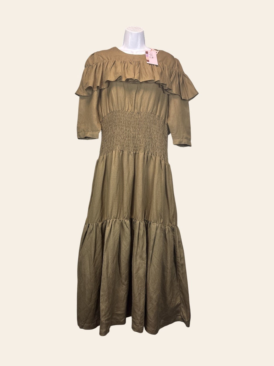 Udel NY Olive Linen Midi Dress