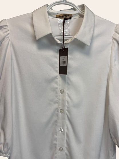 Begonia Linen Button Down White Blouse