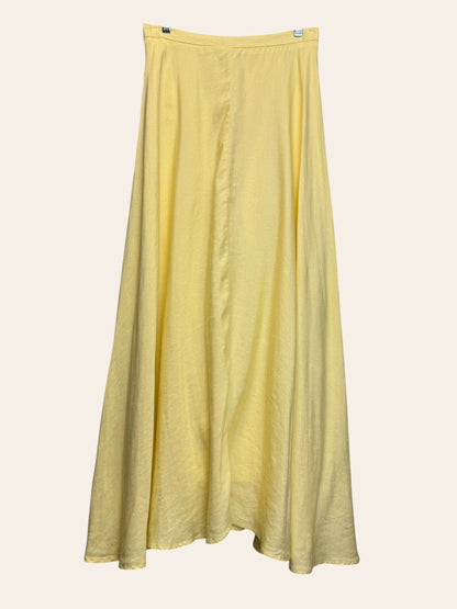 Epik Linen Yellow Maxi Flairy Skirt