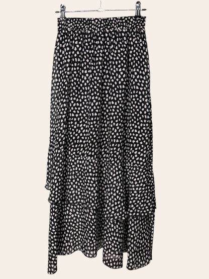 Tiered Black and White Pattern Skirt