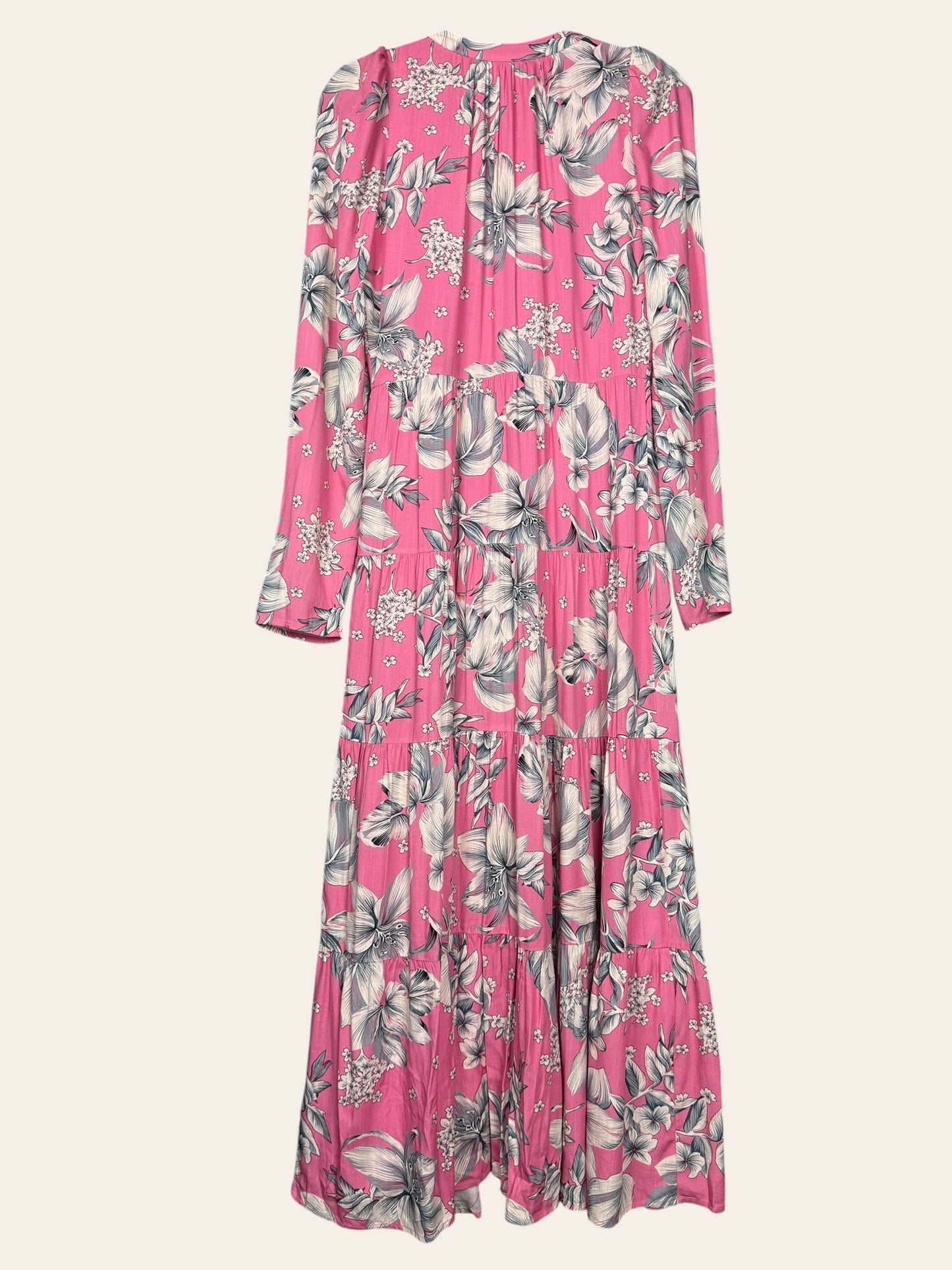 Maple and cliff pink enlarged floral tiered dress