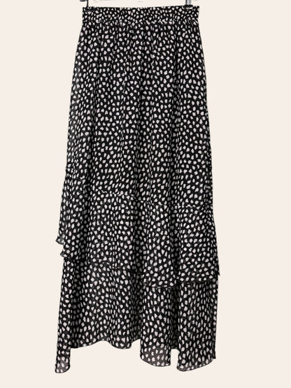 Tiered Black and White Pattern Skirt