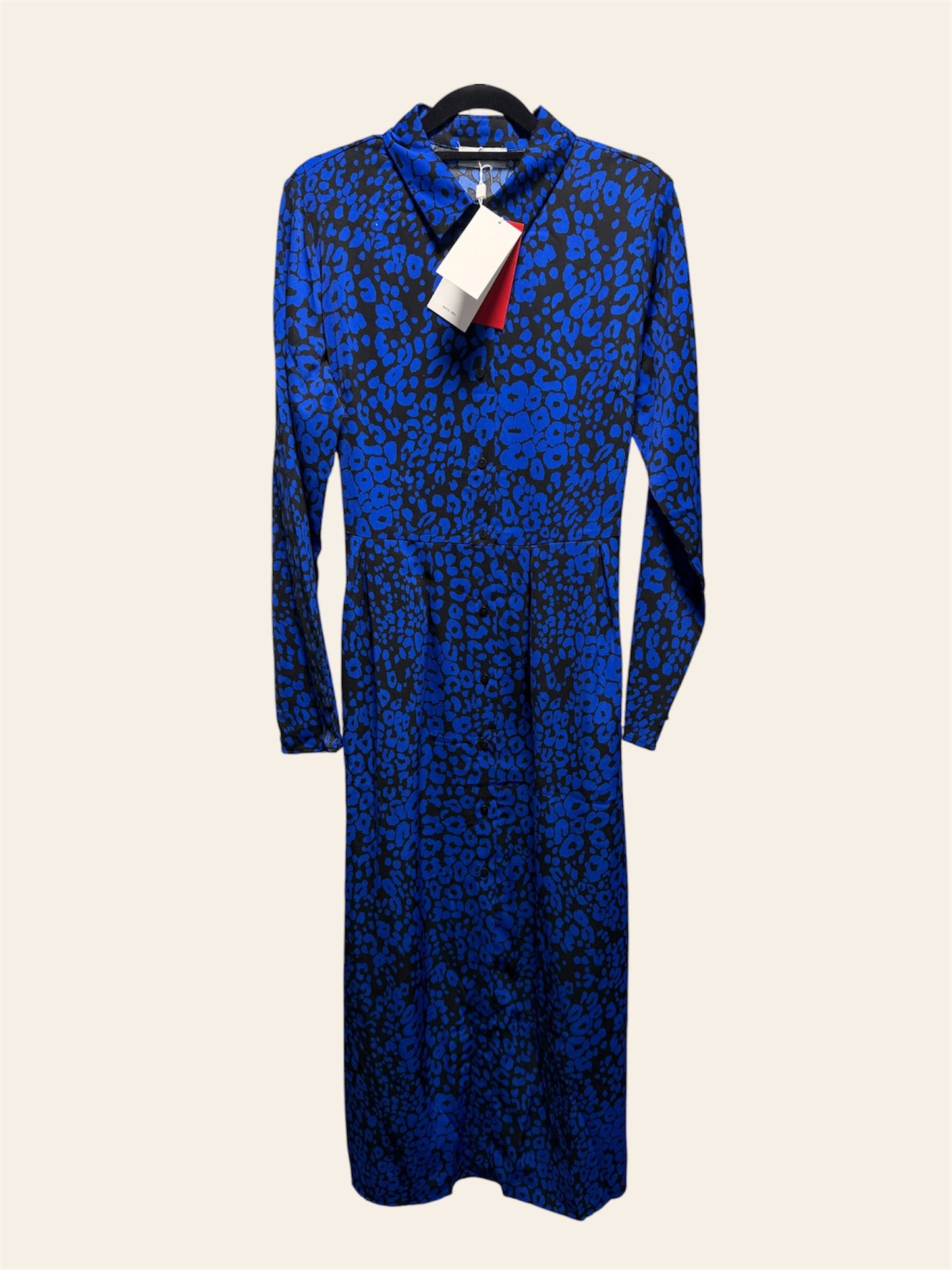 Q2 Blue Animal Print Shirt Dress