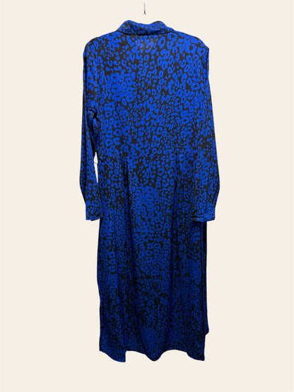Q2 Blue Animal Print Shirt Dress