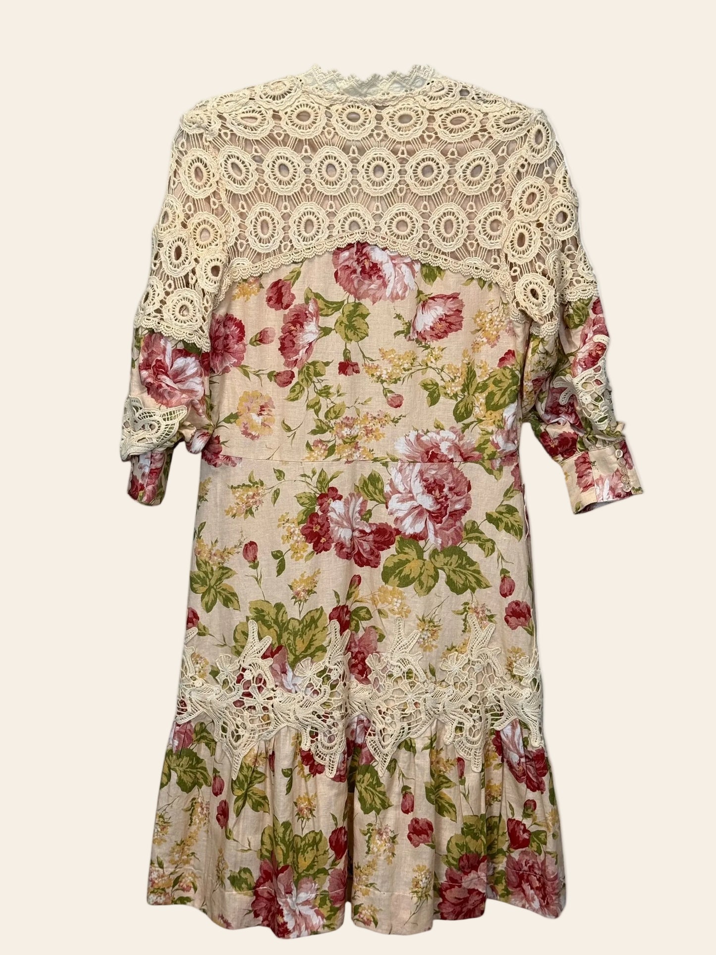 Porter Red Appliqué Trim Dress