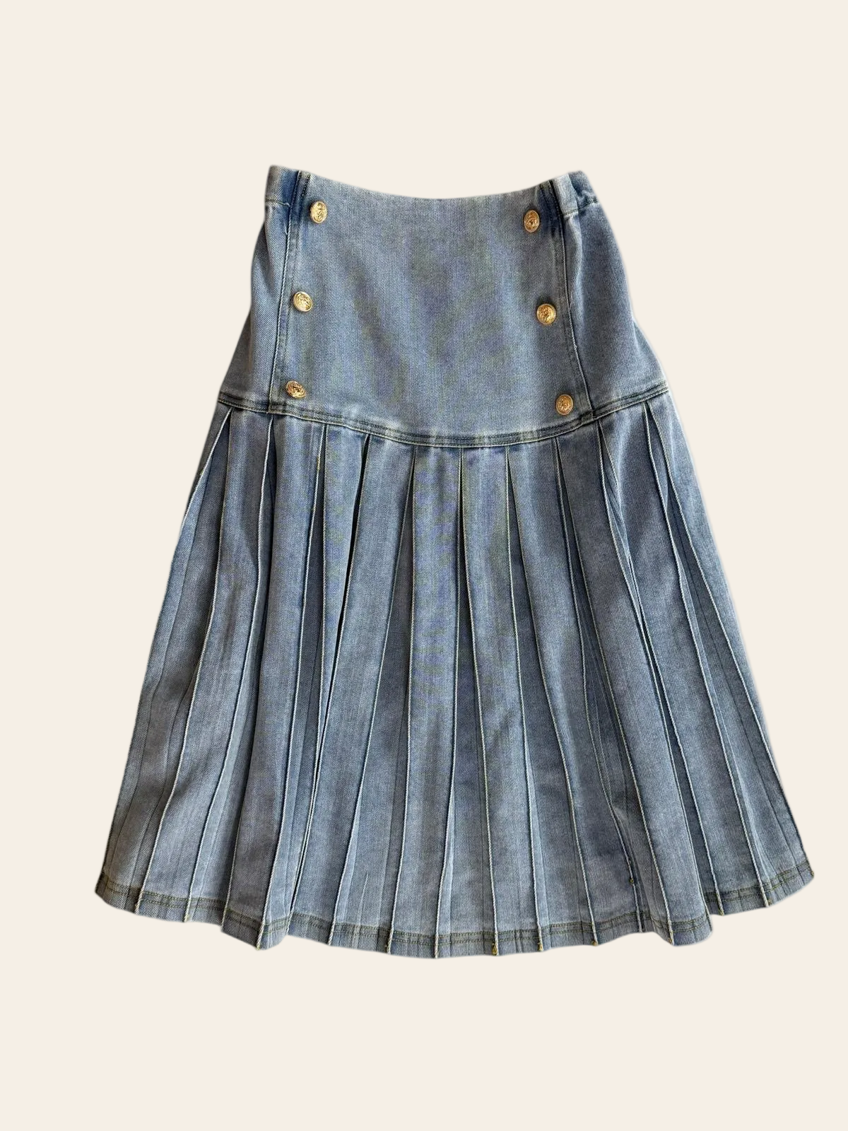Bace Collection Pleated Denim Skirt