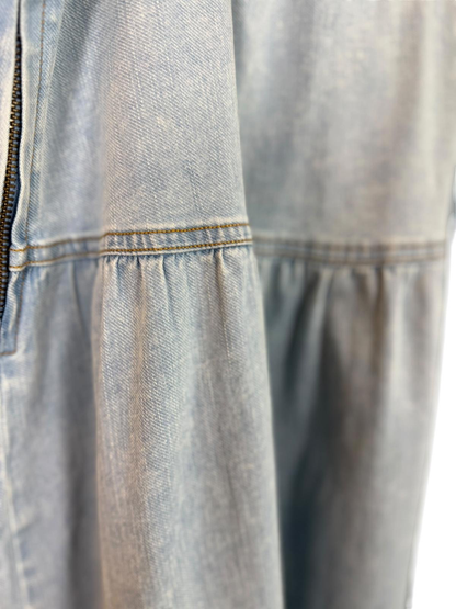 Bamboo Waisted Denim Blue Maxi Skirt