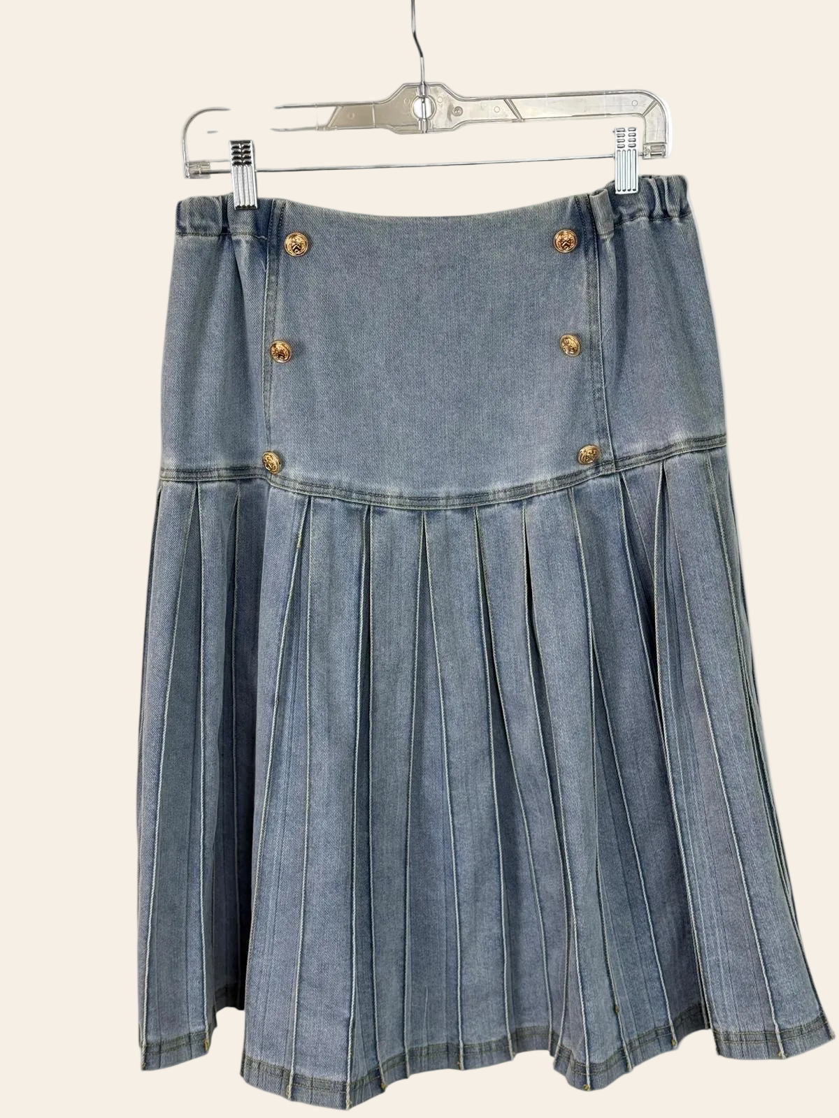 Bace Collection Pleated Denim Skirt