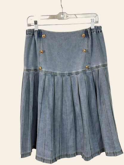 Bace Collection Pleated Denim Skirt