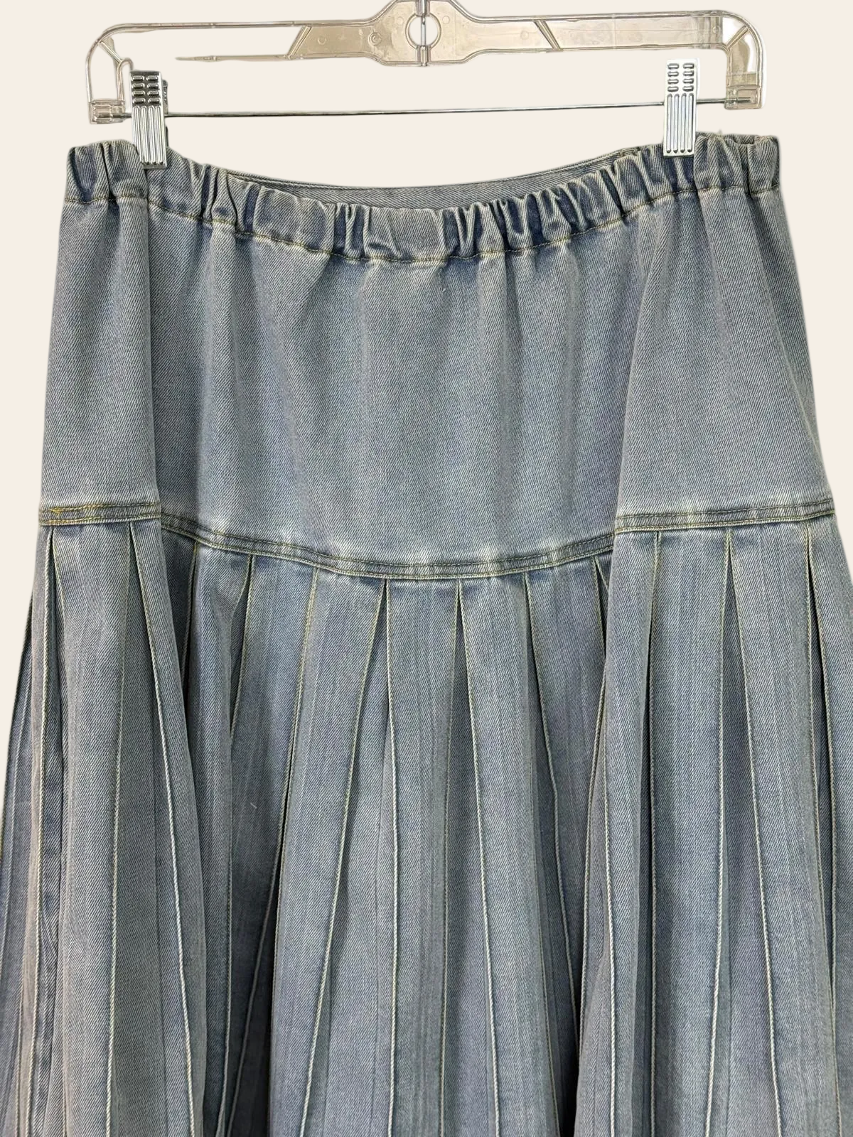 Bace Collection Pleated Denim Skirt