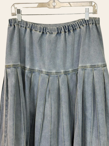 Bace Collection Pleated Denim Skirt